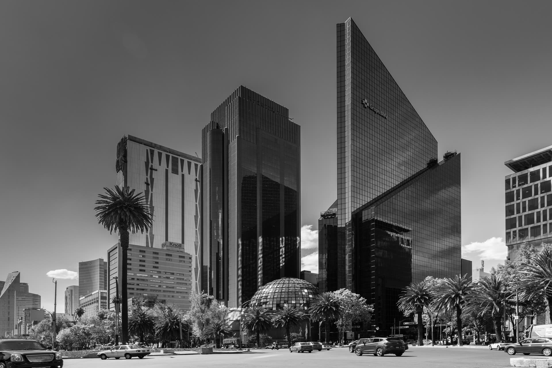 Singapore towers in monochrome