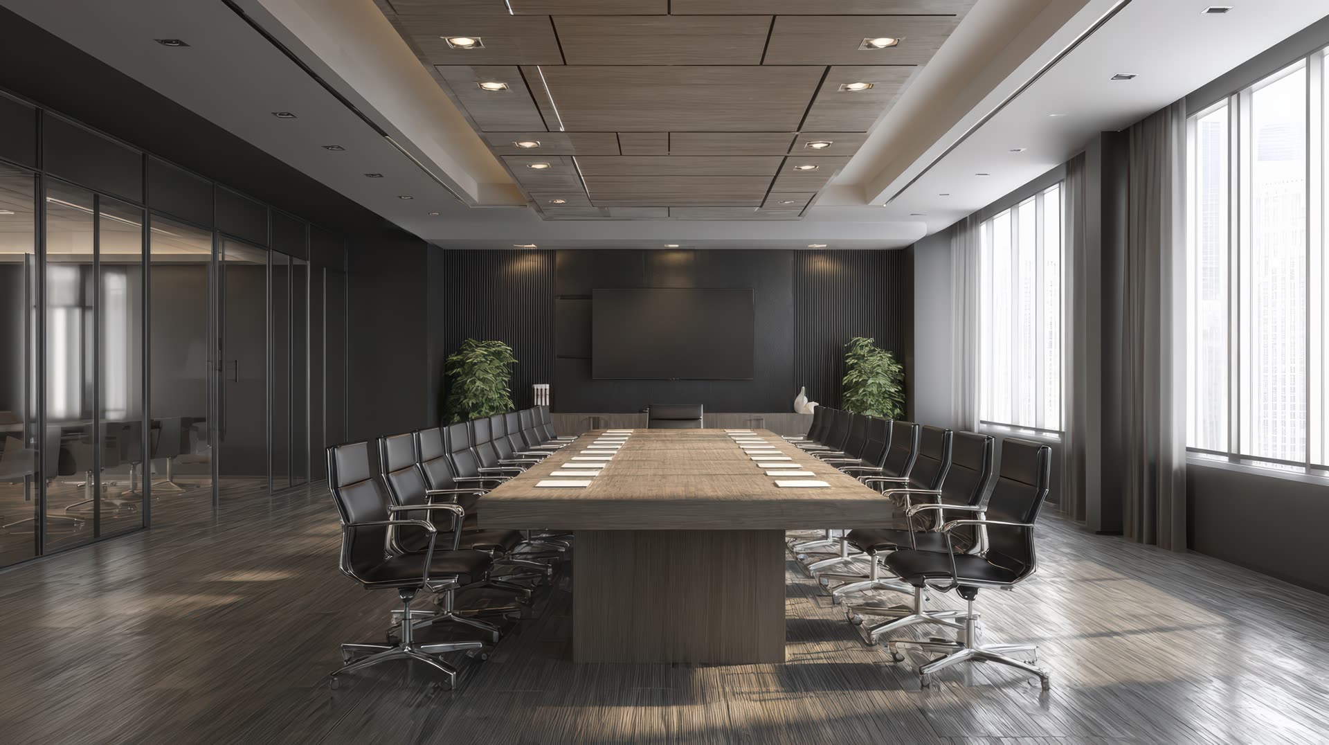 An empty boardroom in natural light