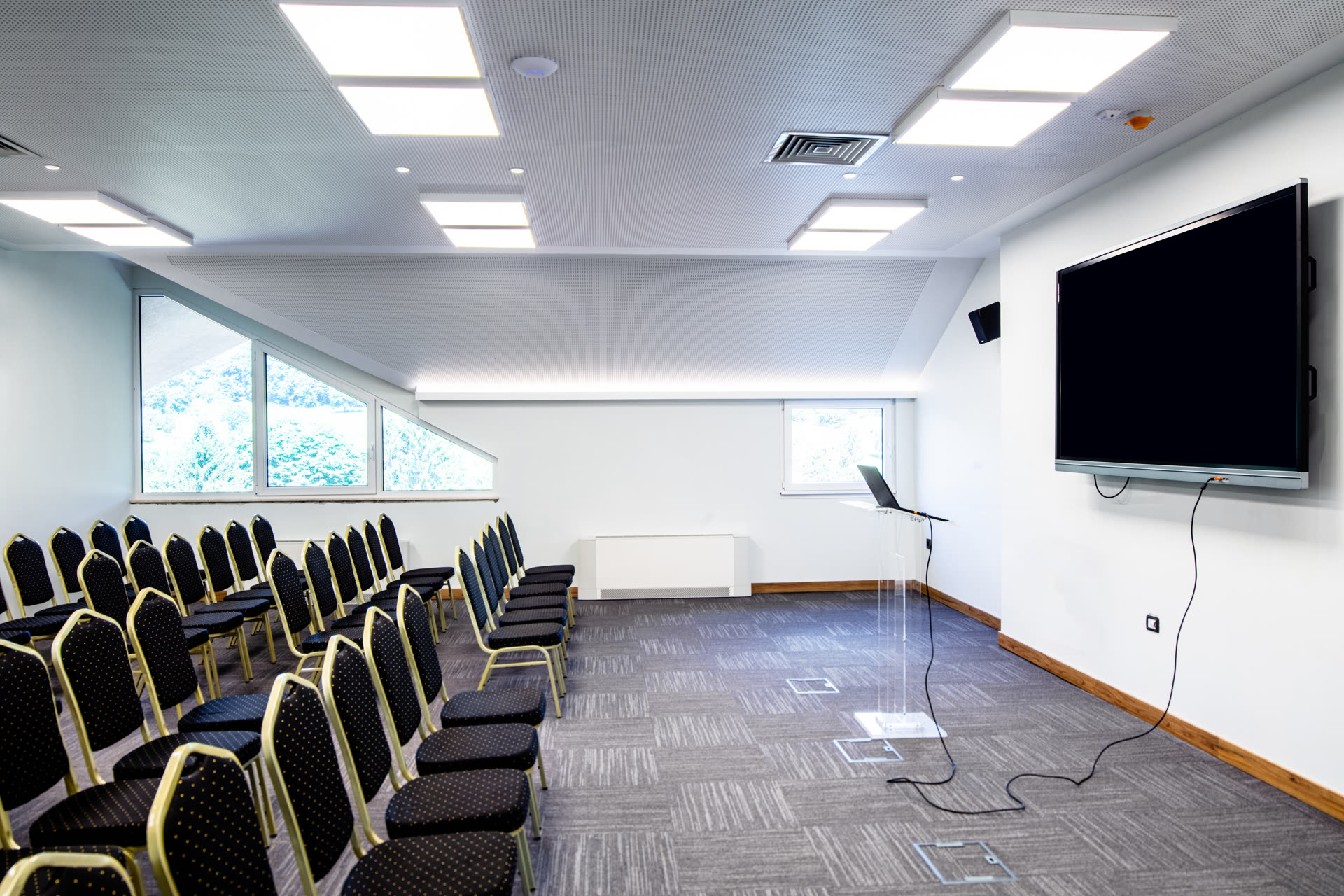 A hall of seats before a seminar