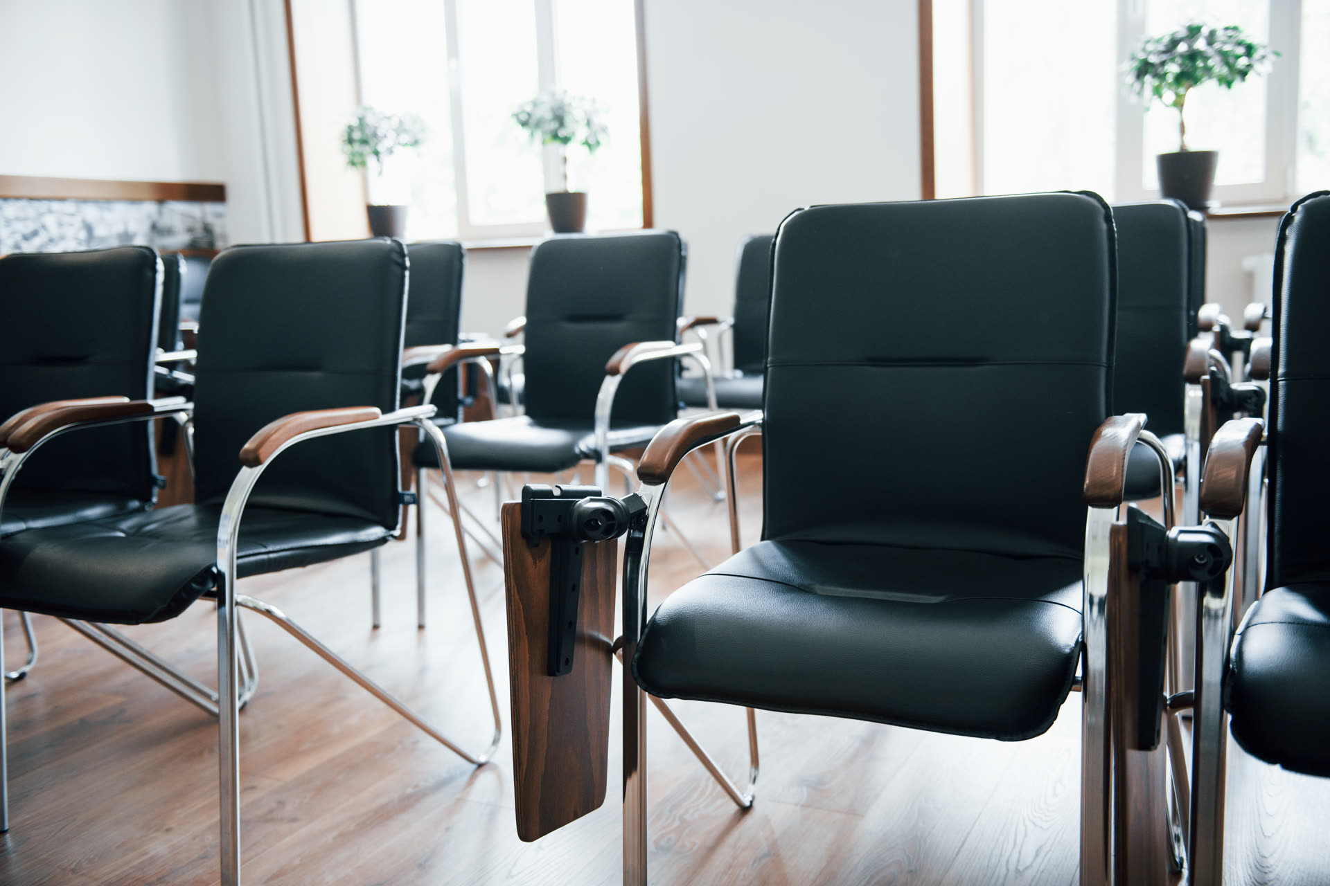 A seminar room ready for its class
